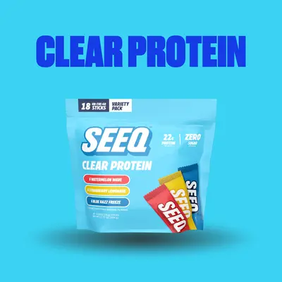 SEEQ Clear Protein Powder - 22g Whey Isolate Per Serving - Zero Sugar & 0 Lactose - Post Workout Fitness Nutrition - On-The-Go Sticks - Blue Razz Freeze, Strawberry Lemonade, Watermelon Wave - Healthcare - Muscle Supplement- Gluten Free, Caffeine Free,sum