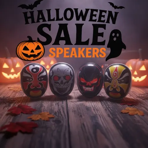 Red Mini Size Skull Mask Speaker - Gift-Ready for Friend, 7-Color Rhythm Light Design, Easy to Carry, Stereo TWS Pair & Play, Subwoofer Bass, Chinese Opera Audio Compatible, Works for Smartphones/Tablets, Chinese Traditional Culture Learning Tool