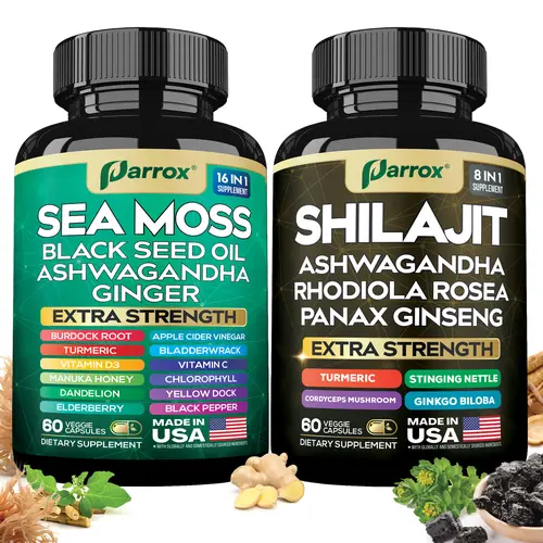 PARROX Dynamic Vitality Bundle - Sea Moss & Shilajit Supplements - All-in-One Multivitamin Combo with Extra Strength Ingredients - MADE IN USA