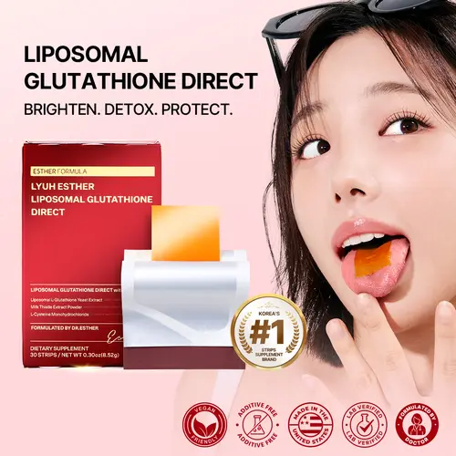 ESTHER FORMULA Liposomal Glutathione Direct (284mg*30strips) Glutathione Strips, Korean Beauty Supplement Made in USA for antioxidant, Skin Tone Care, K-Beauty, Inner Beauty Healthcare Fitness beauty film