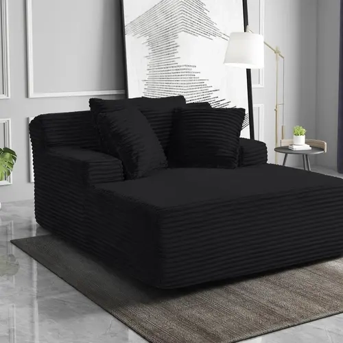 【June Deals Gifts】37 in Modern Glam Lazy Sofa Couch - Fully Assembled, Durable, Soft Fluffy Velvet Cushioned, 3 Pillows, Fixed Arms, High-Density Foam, Comfortable Sitting Indoor Furniture for Living Rooms, Easy to Clean with Soft Brush