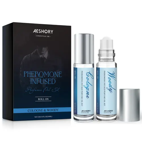 Aeshory Pheromone Perfume for Men - 2 Pcs Roll-On Pheromone Cologne, Long-Lasting Scents Attraction Pheromone Infused Essential Oil Perfume for Men