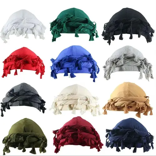 Men's Silk Satin-Lined Adjustable Rope Brim Turban Hat - Twist Durag Style Elastic Pre-Tie Headdress, Satin Smooth, Machine Washable, Male Beach Hat, Hair Bonnet, Turquoise, Men's Accessories, Accessories Adults
