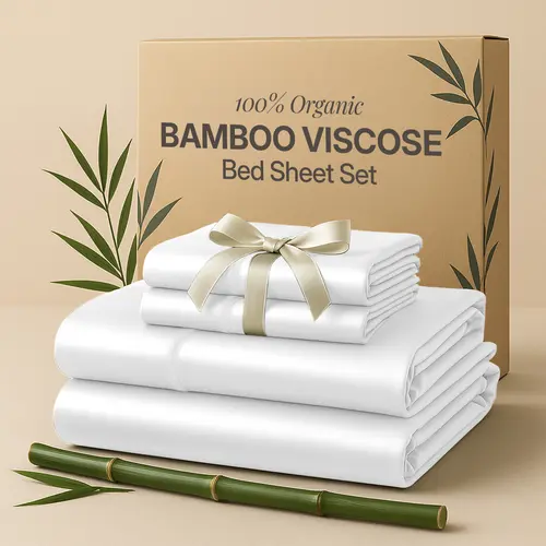 LDC LUX DECOR COLLECTION Multi-Size 100% Organic Bamboo Viscose Bed Sheet Sets - Hypoallergenic, Cooling Bedding Sets with Pillowcases, Ultra-Soft, Breathable, Wrinkle-Free, Deep 16" Fit, All-Season Comfort