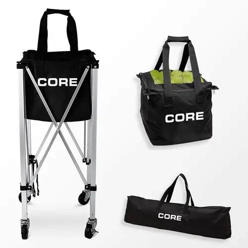Portable Pickleball Cart - Aluminum Alloy Foldable Frame, Wheel Locks, Detachable Bag, Secure Top Closure, Lightweight Extreme Durability, Fits 85 Balls, Ideal for Instructors’ Training Sessions, Camps