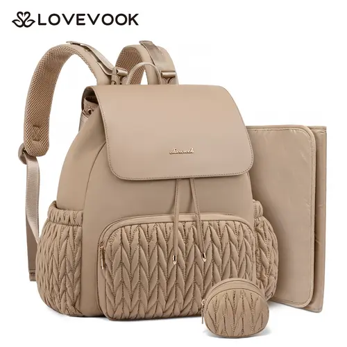LOVEVOOK Diaper Bag Backpack, Small Baby Bag, Cute Baby Diaper Bag, Stylish Water-Resistant Travel Baby Bag for Mom, Baby Backpack with Changing Pad, Stroller Straps -Khaki TikTokFallDealsForYou