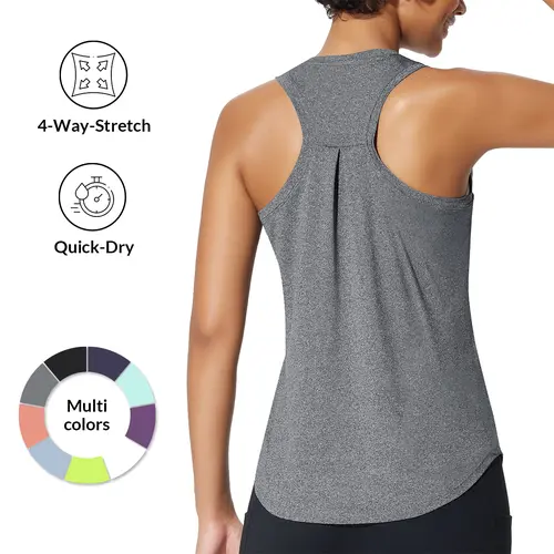 baleaf Women's Workout Tank Top Racerback Tops Sleeveless Running Shirts Golf Outfits Loose Fit Yoga Athletic Gym Sports Tennis Workout Top