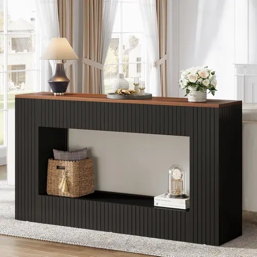 LITTLE TREE Modern Console Table, 55-Inch Wood Entryway Table with Storage, Narrow Long Sofa Table Behind Couch Table for Living Room, Foyer, Hallway