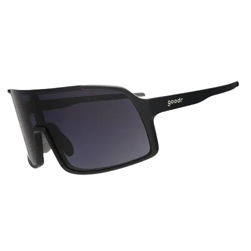goodr My Sweat Has an Octane Rating Large Size (Astro G) Solid Black Frame with Black Lens, UV400, No Slip No Bounce No Tangle