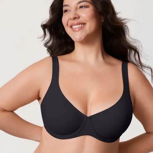 DELIMIRA Women's Confishape Balconette Bra Supportive Full Coverage Plus Size Bras Underwire Unlined Scoop Neck