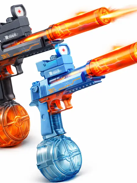 Electric Water Blaster Toy with LED Light Effects, Rechargeable Automatic Summer Water Blaster with Large Capacity Drum, Long Range Pool Beach Backyard Outdoor Toy for Kids & Teens