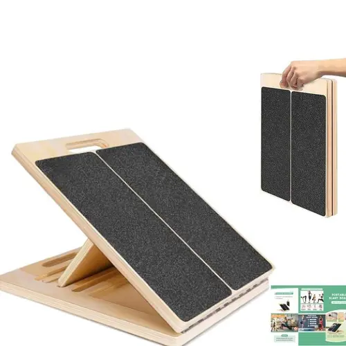 【summerwins】Portable Wooden Slant Board for Calf Stretching Squats Calf Stretcher Pilates Physical Therapy Equipment Adjustable Incline Board for Knees Ankle Heel Feet Leg