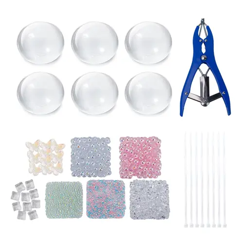 DIY Stress Relief Ball Kit, Shiny Series, Includes 6 Transparent Balls, 6 Accessories, Expander & 8 Straps, Bonus Craft Pack
