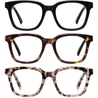 RESJOK Women's 3-Pair Square Full Rim Tortoiseshell PA Frame Reading Glasses - 2025 New High Quality Eyewear, Blue Light Blocking Anti-Glare Blue Light Glasses for Adults' Eye Strain Relief, Eye Fashion, Computer Use, Phone & Gaming