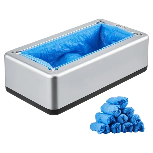 VEVOR ABS Shoe Cover Machine (Dispenser) with 100 Pcs Anti-Skid Protective Disposable Covers, Fits Up to US 11, for Home, Office, Indoor Use, Silver