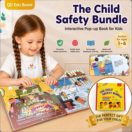 1 Set 3D Pop-Up Interactive Learning Flash Cards - ABS Plastic Flip Flap Kids Educational Toy (3+ Years), Visual Stimulation Cards, 3D Scene Surprises, Fine Motor Practice, Cognitive Boost, Durable Safe Kids Toys Play, Birthday Back to School Gift