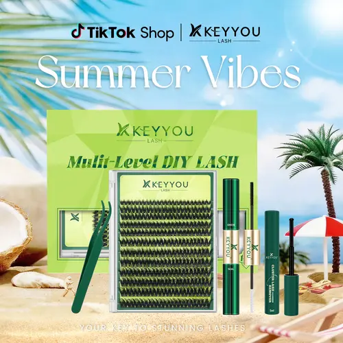 KEYYOU Puffsilk Midnight DIY Lash Extension  Eyeliner Lash V3D Volume Fluffy Waterproof Long- Lasting Soft Cluster Lashes  144PCS D Curl 8-18MIX Cosmetic  3D spider lash upgrade2.0 #September Stock Up