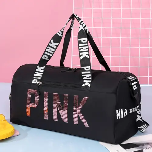 Fitness Bag with Shoe Compartment, Stylish Letter-Print Large-Capacity Lightweight Crossbody Gym Bag, Multifunctional Shoulder Bag