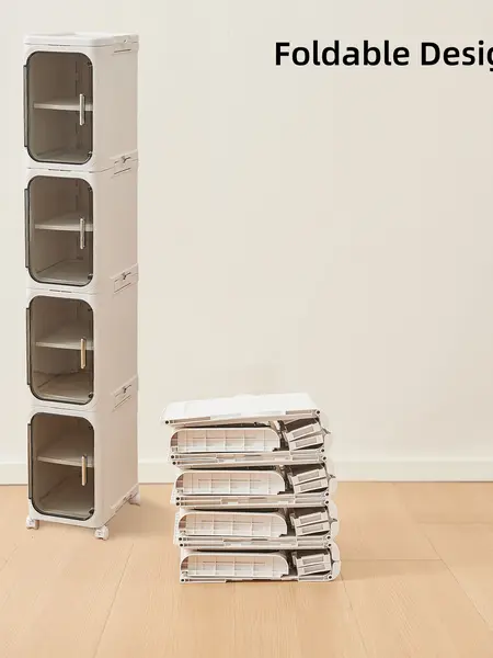 UFORU 4-Tier Tall Narrow Storage Cabinet, Plastic Slim Storage Organizer with Doors and Adjustable Shelves, Wheels, Stackable & Collapsible Storage Cabinet for Small Spaces, Bathroom, Kitchen Cupboard, bathroom organizer,dealsforyoudays,#SummerWins