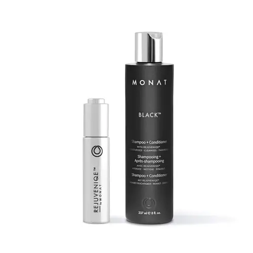 MONAT REJUVENIQE Oil & Black Shampoo + Conditioner Duo – Strengthening Hair Care Set for Shine & Scalp Health