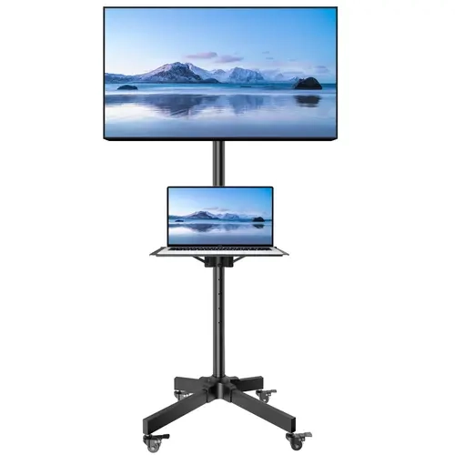 Forging Mount Iron Double Tube Mobile Furniture-Mounted TV Stand, Compatible with 23-65 Inch LCD LED Flat/Curved TVs, Tilt & Swivel Adjustment, Height-Adjustable, Wheel-Equipped, 88 lbs Capacity, VESA 400x400 mm, Easy Bedroom/Bedside Setup, Summerwin