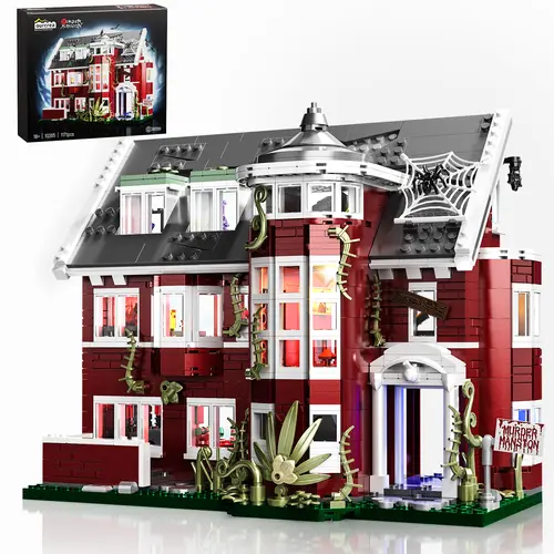 American Terror Story House Inspired Building Blocks Set with Electric Light Features, Perfect for Halloween Decoration, Spooky DIY Fun, and Collectors’ Unique Gift