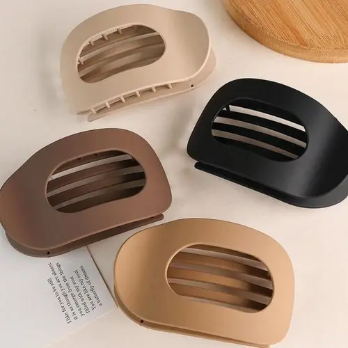 Solid Color Hair Clip Set of 4pcs Oval Acrylic Clips for Women No Trace Flat Large Frosted Clips Elegant Minimalist Design, flat claw clip Cut Out Bow#SummerVibes