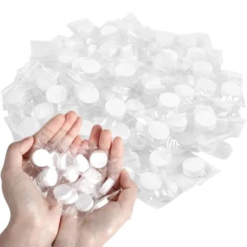100 PCS Compressed Towel Tablets - 7.9in x 8.7in Lightweight Soft Wipe, Plant-Based Tissue, Soft Cleaning Disposable Item, Portable Camping Supply for Home, Travel
