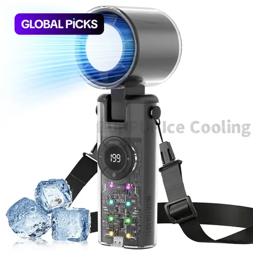 Portable Handheld Turbo Fan, USB-C Rechargeable Fan with LED Display, 135° Foldable, 199-Speed 5-in-1 Multifunctional Cooling Fan for Summer, Concerts and Outdoor Use (Cooling and Normal Modes) #GLOBAL PICKS