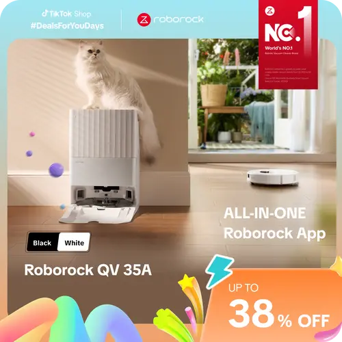 Roborock Qrevo Series QV 35A Robotic Cordless Vacuum with Auto Mopping, 8000Pa Suction, Anti-Tangle Brushes, Lidar Nav., Anti-Collision Smart Obstacle Avoidance, 200RPM Spinning Mops, All-in-1 Dock #TikTokShopFallDealsForYou #TechVibes