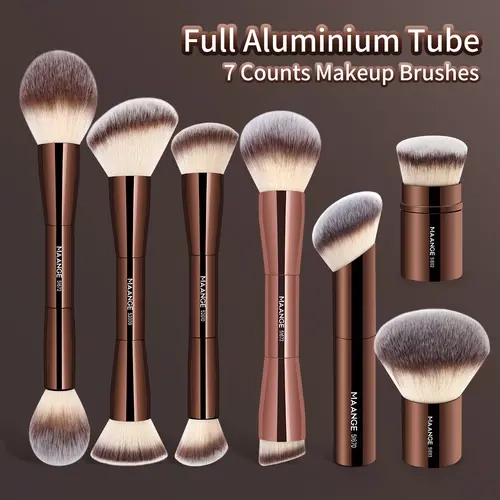 Maange 7-Count Multi-Use Makeup Brush Set - Ergonomic, Soft Blush Brush Sets & Kits for Contour, Highlighter, Concealer, Professional Facial Detailing Tools for Women