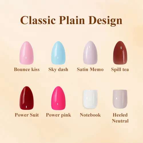 BTArtbox Short Pastel Opaque Soft Gel Press On Nail Sets for Women - Square/Almond Shapes, 16 Sizes, 32 Pieces, Real-Nail Feel, 1.45 oz, Includes Glue