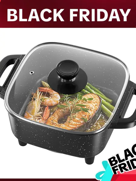 AORAN 1500w non-stick electric frying pan, can be used to fry steak, eggs, and boil milk. It is suitable for small meals and quick cooking. Say goodbye to oversized pots and cook with smarter pots.
