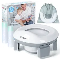 Orzbow Foldable Potty Trainer Toddler Chair for Boys and Girls (36m+), Portable Grey Plastic Convenient Travel Potty Chair, Indoor/Outdoor Use, Easy to Clean, Includes Storage Bag, Free 40pcs Bags