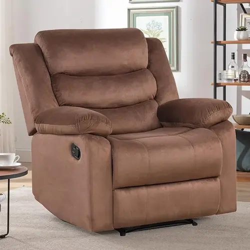 EBELLO Modern Comfort Reclining Chair Breathable Fabric Recliner Chairs, Brown