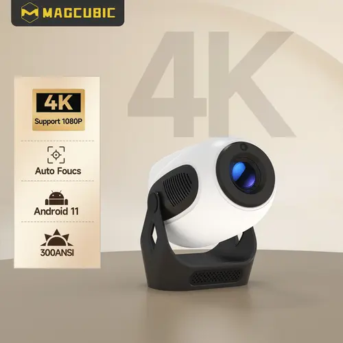 Magcubic HY300Pro+ Smart Projector 290ANSI 8K Decode Google Voice Assistant Android 14 Dual WiFi 6 Bluetooth 5.4 5W Speaker Automatic Vertical Correction 180° Rotation Portable for Home Theater and Outdoor Use #tiktokshopstockup