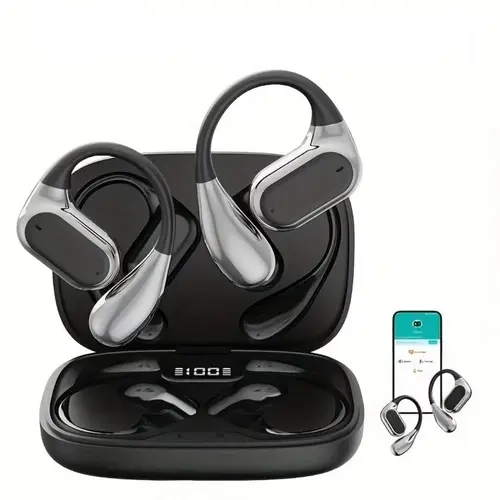 True Wireless Earbuds - In-Ear Wireless BT Headphones with Bluetooth Link, No Cables, 80h Workout Drive, Power Display, Noise Canceling Mic, Lithium Ion Batteries, Rechargeable Design, Great for Workouts and Runs (Black)