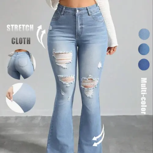 Women's High Waist Flare Pants, Bootcut Styles Denim Jeans, Casual Slim-Fitting Design, Perfect for Daily Wear & Dates, All Seasons Fashion, Womenswear