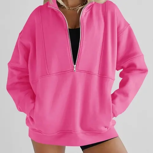 FISOEW Women's Fleece-Lined Half-Zip Hoodie Tops - Cotton Blend Funnel Neck Fitted Crop Length Pullover with Thumbholes, Kangaroo Pocket, Raglan Sleeves, Basic Comfy Casual Sweatshirt, New-Black, Fuzzy Fleece Traps Cozy Body Heat