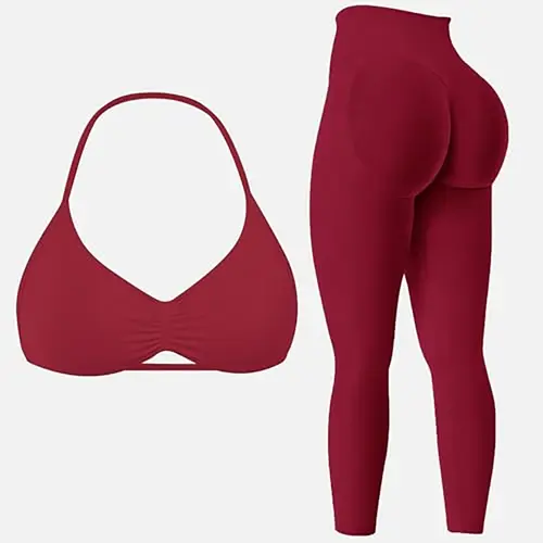 Two-Piece Set Women's Solid Crop Sports Bra & High Waist Leggings Tracksuit Set, Breathable Outfits for Workout, Summer Activewear, Yoga Tracksuit Set, Workout Sets