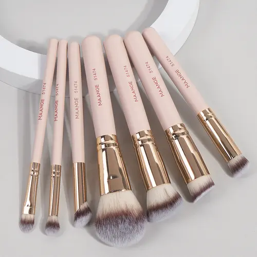 MAANGE 7-Piece Synthetic Bristle Cosmetic Brushes Multi-Pack - Make Up Brushes for Face Makeup, Foundation, Eyeshadow & Blush, Ideal for Travel & Beginners