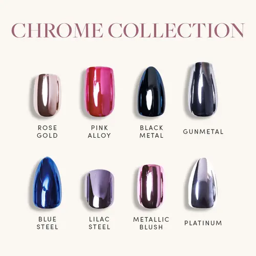 Glamnetic Chrome Press On Nail Collection - Summer Steel Collection