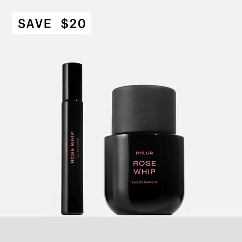PHLUR Rose Whip Eau de Parfum Duet - Full + Travel Size Perfume Set with Rose, Black Currant & Cashmere Wood (50mL + 9.5mL)