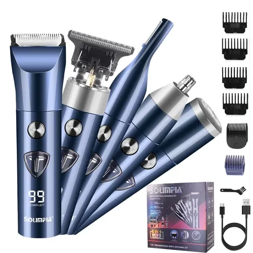 5 in 1 Men's Grooming Kit, Wireless Hair Trimmer Set with Electric Shaver, Beard and Nose Hair Trimmer, Rechargeable Cordless Trimmers, Great Gifts for Men