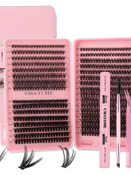 Mixed Length False Eyelashes with Bond and Seal & Remover & Tweezers&Eyelash Curler, Natural Eyelash Extensions, Faux Clusters Lash for Eyelash Enhancements, Lashes Glue Extension, Individual Eyelash, Lashes Clusters, Cosmetic, Flawless Makeup Lightweight