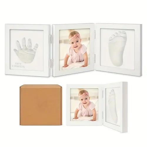 Baby Hand & Foot Print Frame, 1 Count DIY Custom Baby Infant Hand & Foot Print Photo Frame with Clay, Photo Frame for Home Decor, Gift for Newborns, Baby Shower