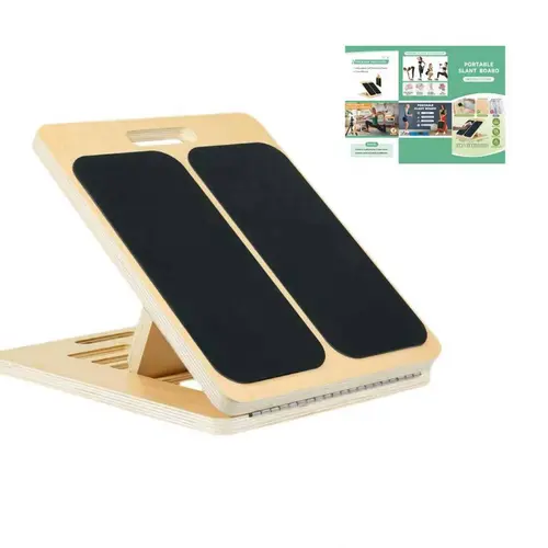 summervibes  Gifts Portable Wooden Slant Board for Calf Stretching Squats Calf Stretcher Physical Therapy Equipment Adjustable Incline Board for Knees Ankle Heel Feet Leg,springtok,Includes ankle brace and instructions Yoga Curve Chair Workout Bands