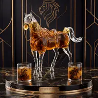 Kollea Glass Horse Shaped Whiskey Bottle with Luxury Gift Box,Halloween Gift&Party Decor,Bar Accessories,67oz Decanter&2 9.8oz Cowboy Bottles,Glassware for Western Cowboy Fans,Gifts for Him,Husband,Brother,Brithday&Anniversary,Decanter Set,soho chic gifti