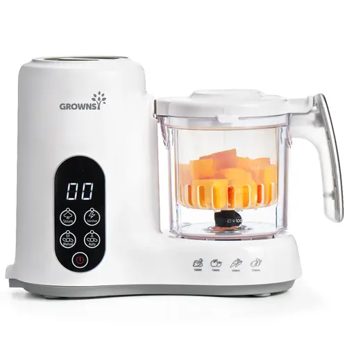 Grownsy Baby Food Maker with Steam Basket, One Step Baby Food Processor Steamer Puree Blender Grinder Mills Machine, Auto Cooking Grinding and Sterili-zing for Healthy Homemade Baby Food, BPA-Free