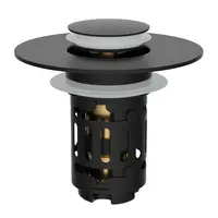 Hibbent Upgraded 3-in-1 Bathroom Sink Drain Strainer Bathroom Decor Accessory, Universal Pop-Up Stopper with Removable Stainless Steel Filter Basket Hair Catcher, Brass Bullet Core Plug for 1.1"-2.36" Basins, Matte Black
